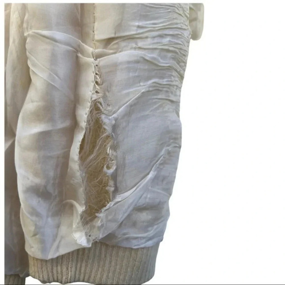 Vintage Sweater Cream Ivory Wool Elegant Cardigan Iridescent Sequins Size 38 - Picture 6 of 10
